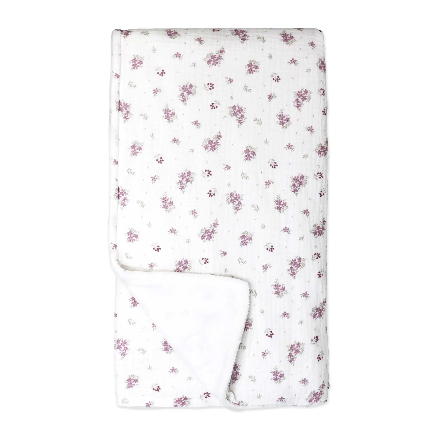Two-Layer Muslin/ Plush Baby Blanket - Mauve Floral image 0