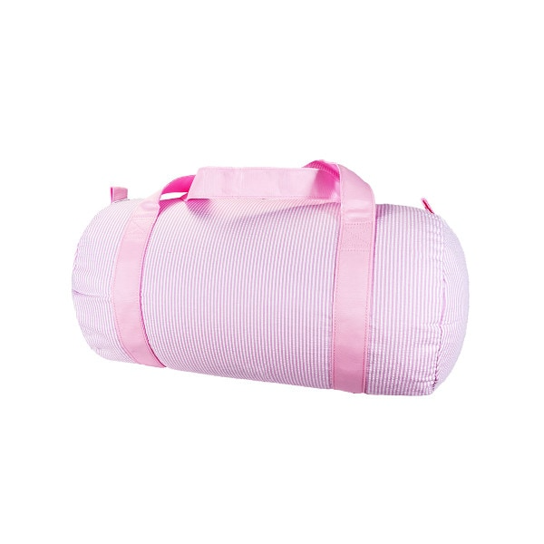 Personalized Seersucker Duffel Bag - Pink image 0