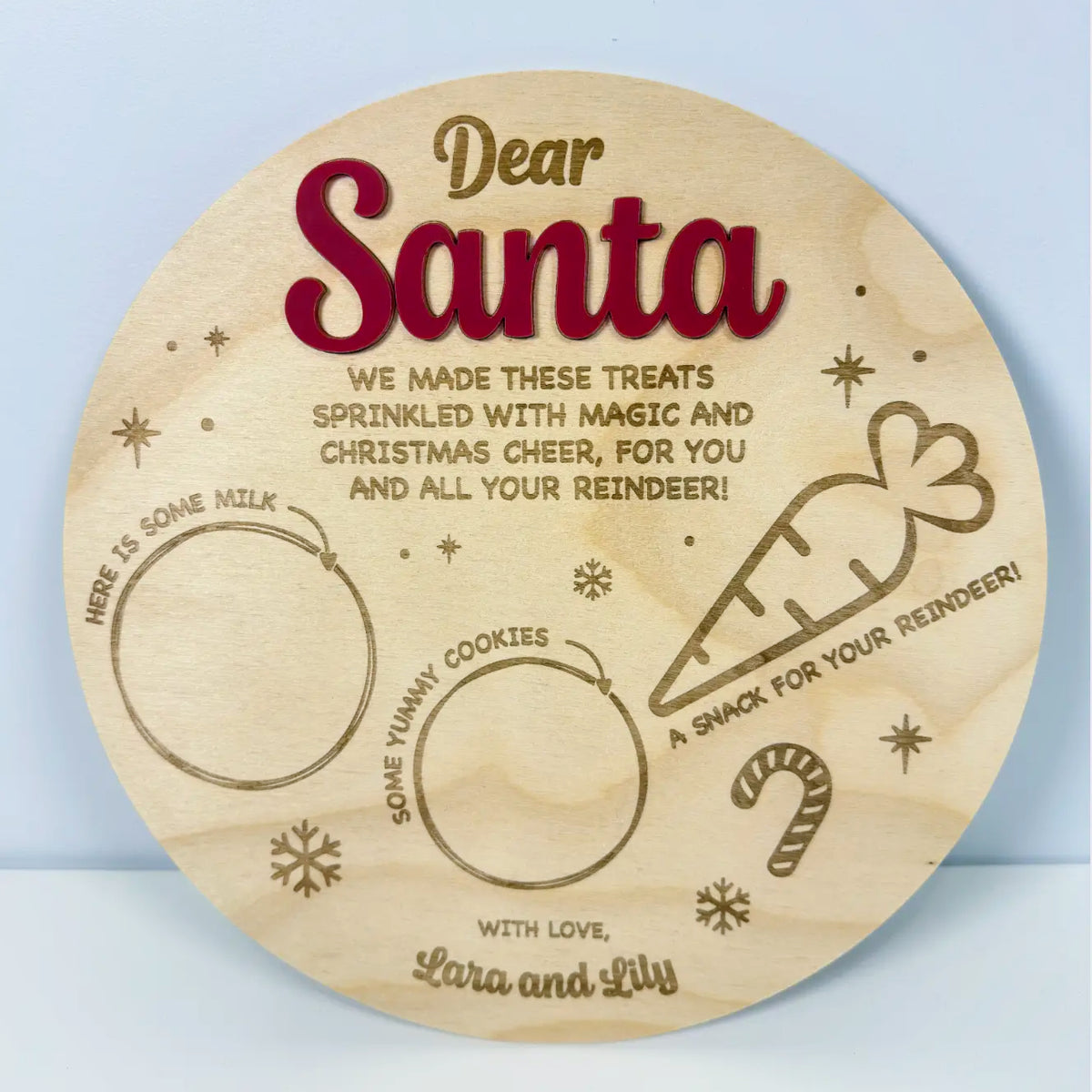 Round Personalized Santa Cookie Tray – Laser Engraved image 0