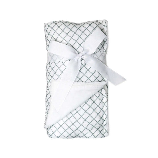 Two-Layer Muslin Plush Baby Blanket - Sage Grid image 1
