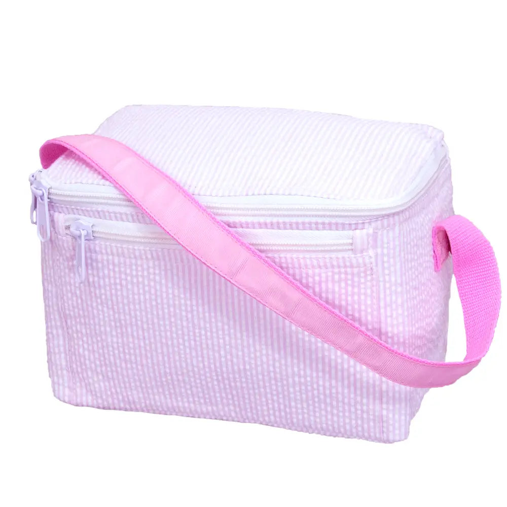 Personalized Pink Seersucker Lunch Box image 0