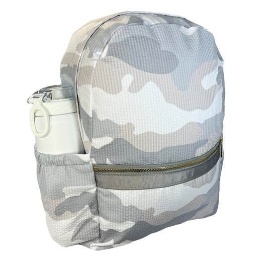 Personalized Grey Camo Medium Kids Backpack w/ Pockets image 1