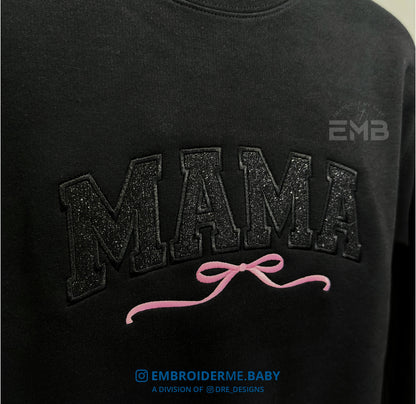 Mama Sweatshirt - Embroidered with Black Glitter Letters image 1