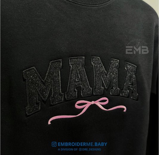 Mama Sweatshirt - Embroidered with Black Glitter Letters image 1