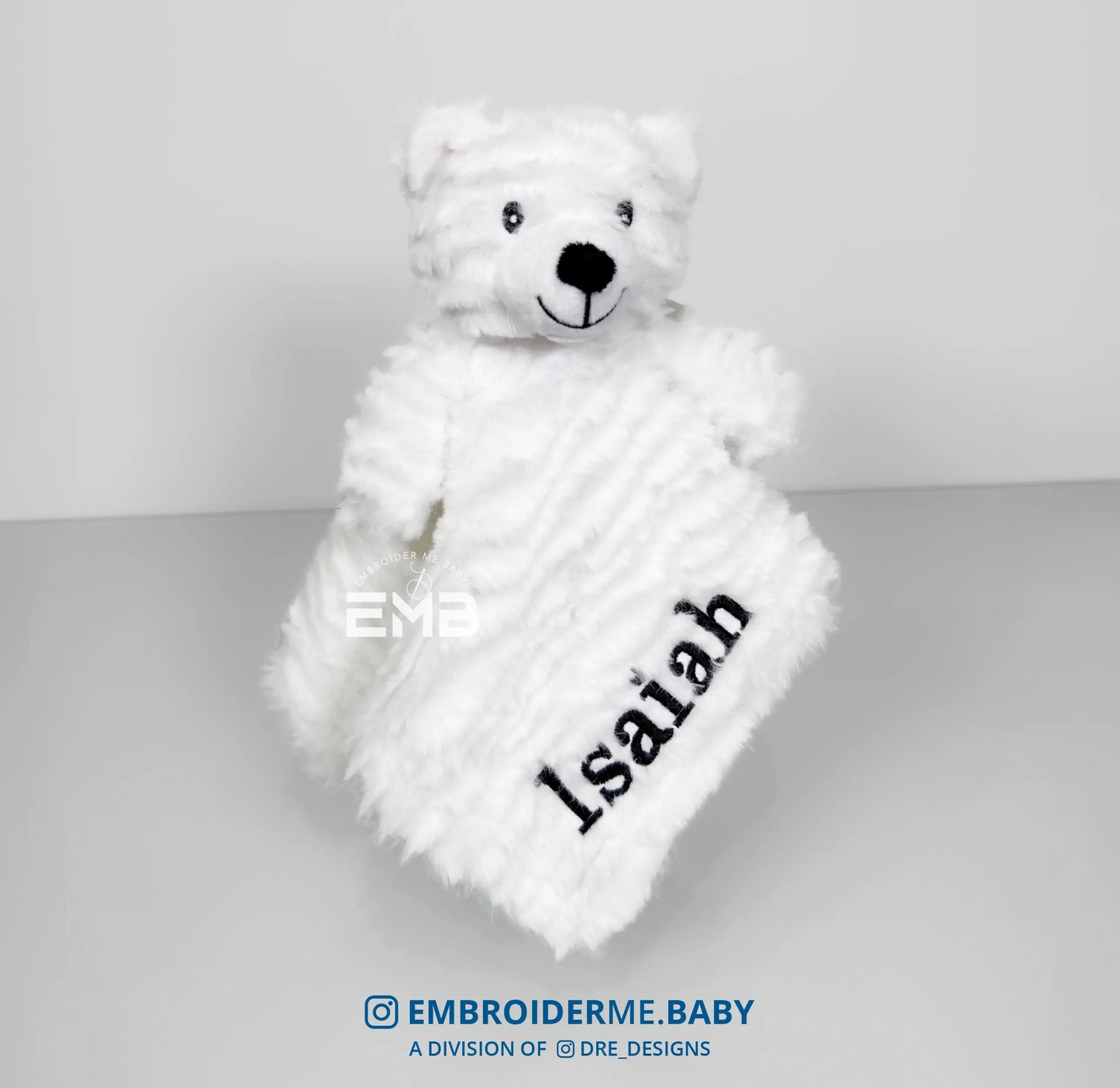 Embroidered Personalized Lovey -  White Bear image 0