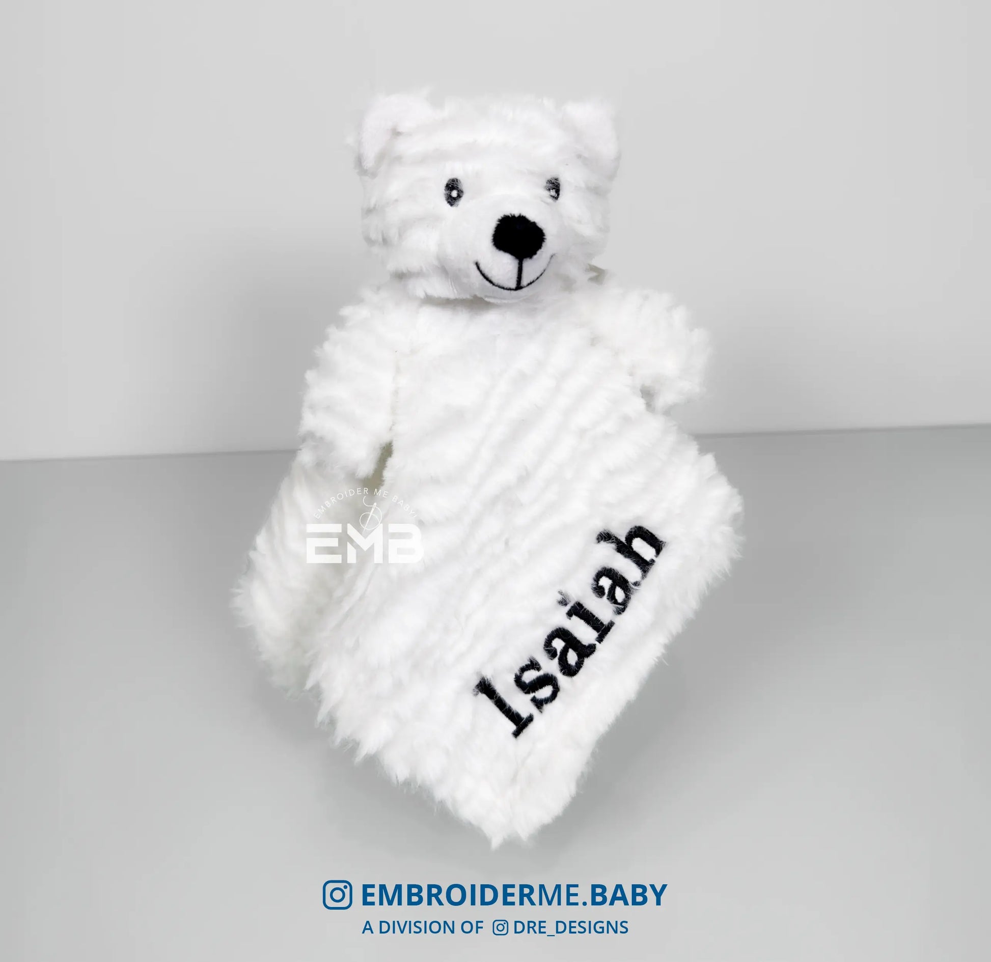 Embroidered Personalized Lovey -  White Bear image 0