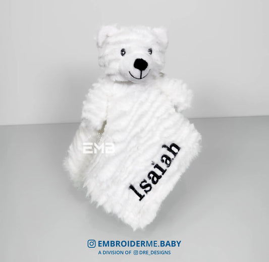 Embroidered Personalized Lovey -  White Bear image 0