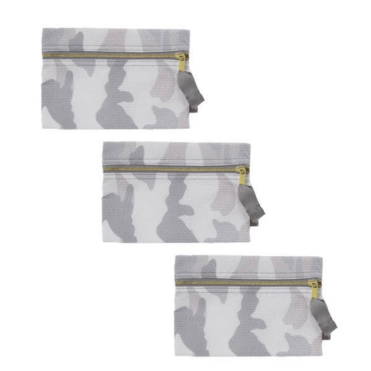 Grey Camo Seersucker Personalized Cosmo Bag image 0