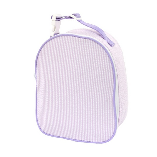 Personalized Seersucker Lunch Box - Pink/Lilac image 0
