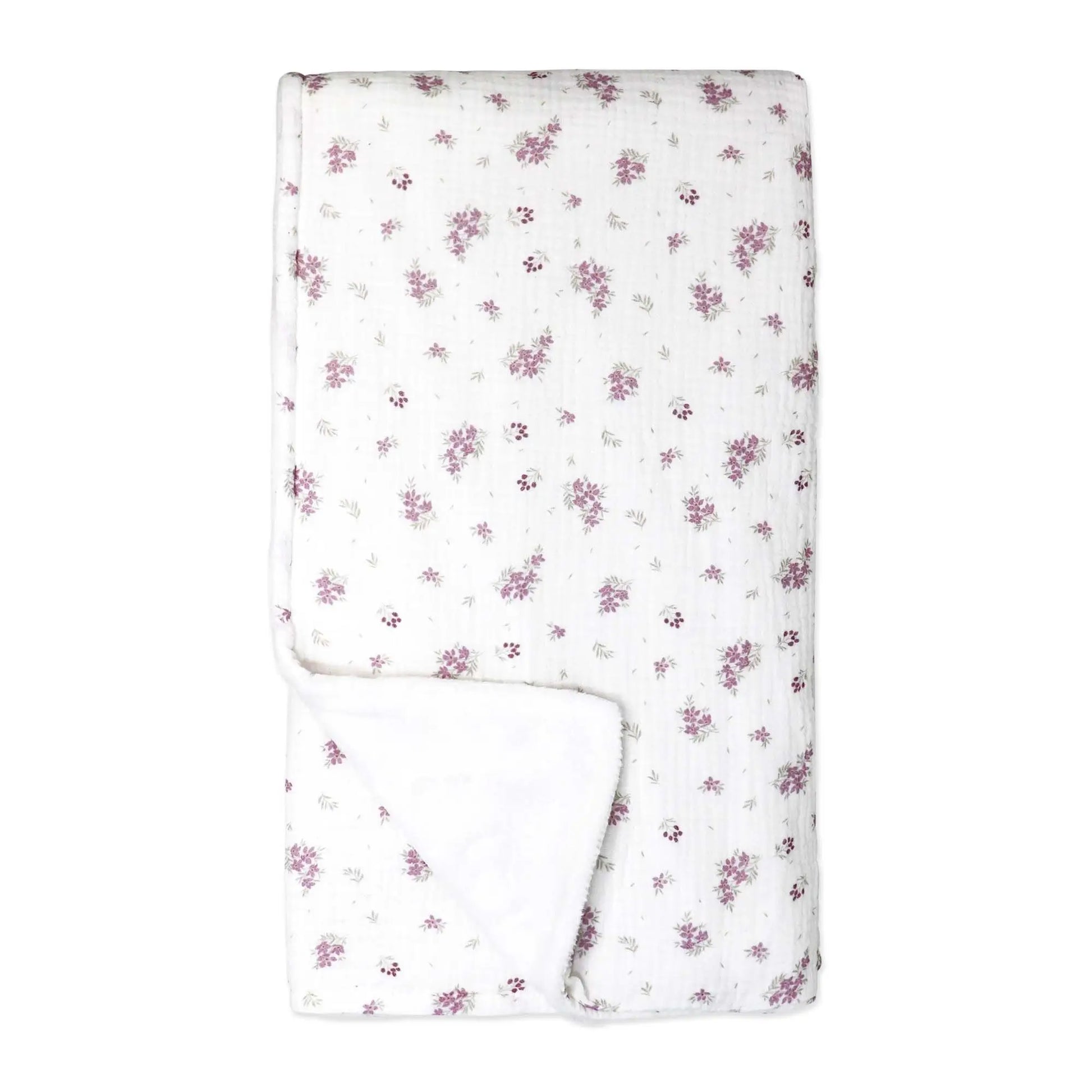 Two-Layer Muslin/ Plush Baby Blanket - Mauve Floral image 0
