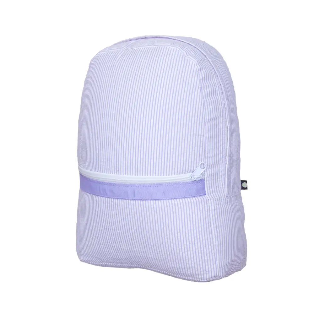 Personalized Lilac Seersucker Toddler Backpack image 0