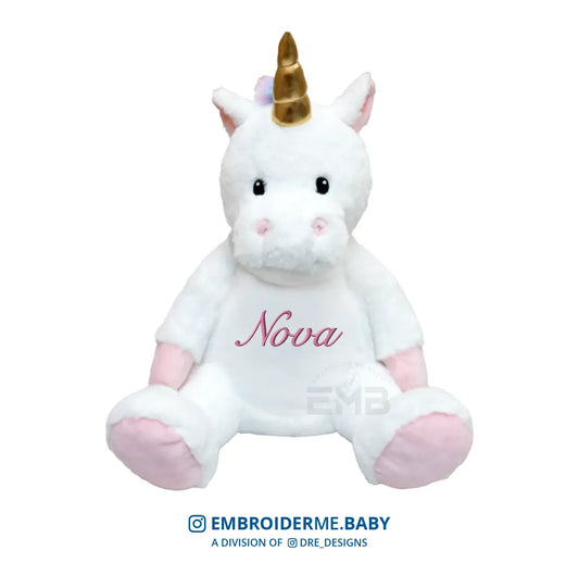 Personalized Plush Unicorn Toy - White/Pink image 0