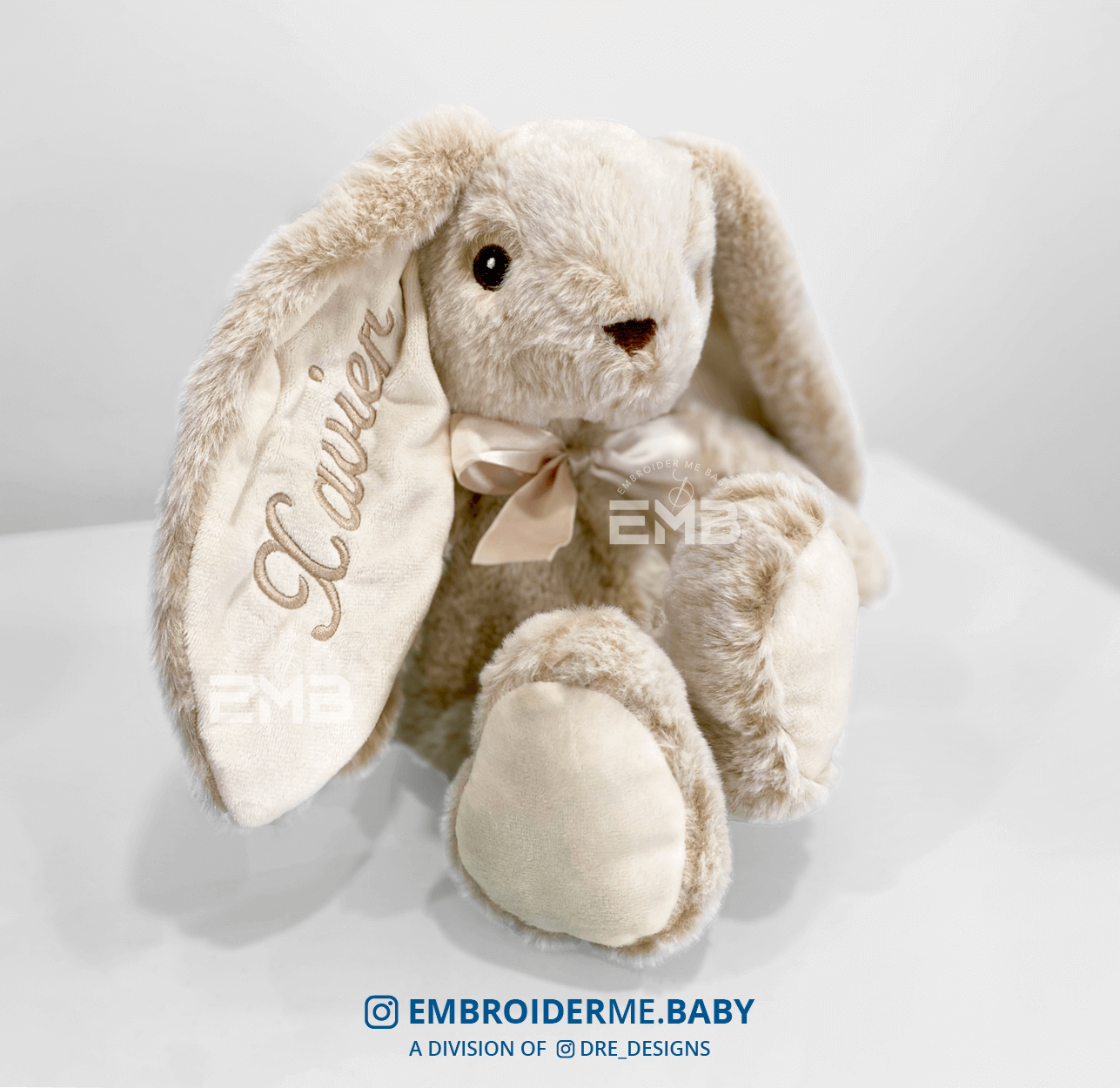 Beige Personalized Long Ear Bunny image 0
