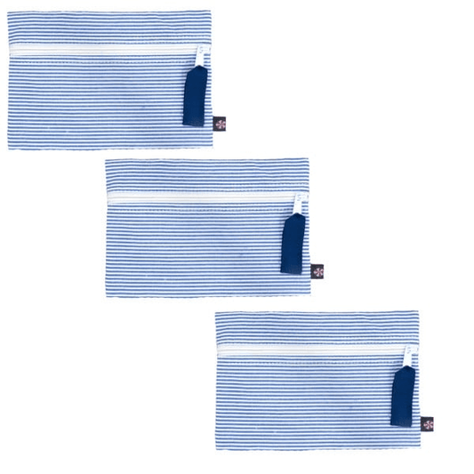 Navy Seersucker Personalized Cosmo Bag image 0