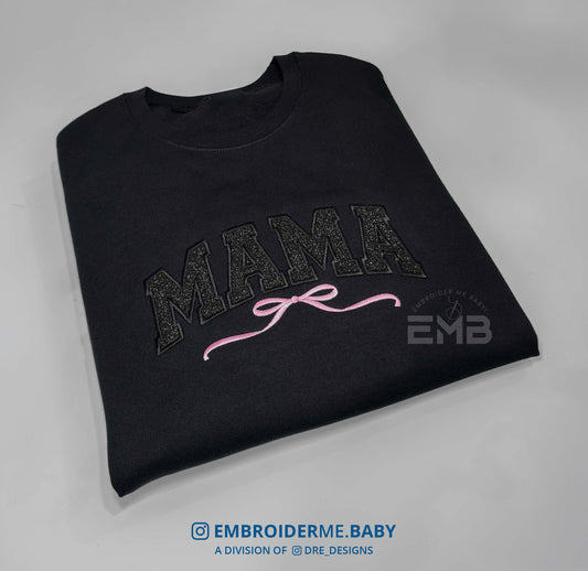 Mama Sweatshirt - Embroidered with Black Glitter Letters image 0