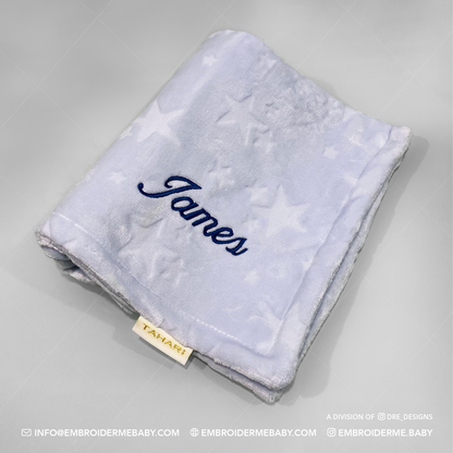 Super Soft Personalized Baby Blanket - Blue Stars image 0