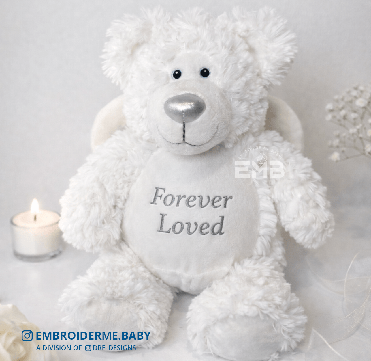 Angel Teddy Bear with Wings, Personalized Memorial Bear or Baby Keepsake Gift