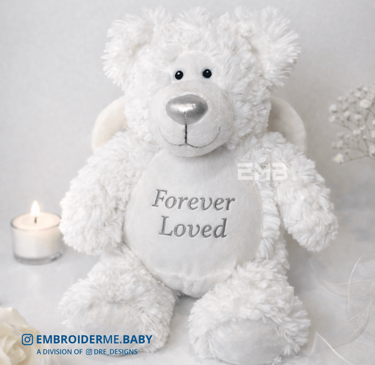 Angel Teddy Bear with Wings, Personalized Memorial Bear or Baby Keepsake Gift