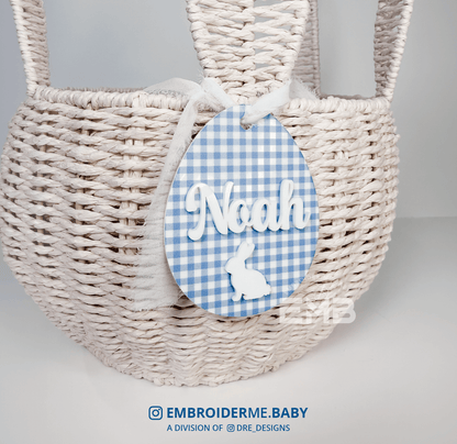Personalized Classic Egg Gingham Easter Basket Tag