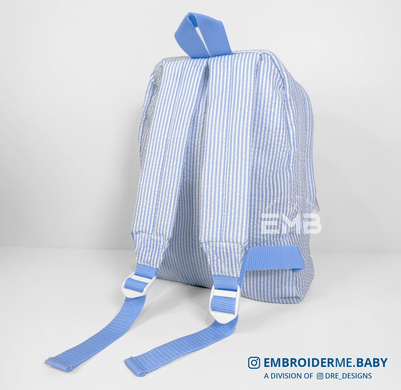 Personalized Seersucker Toddler Backpack - Blue