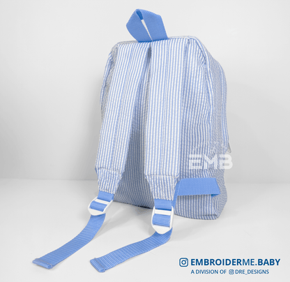 Personalized Seersucker Toddler Backpack - Blue