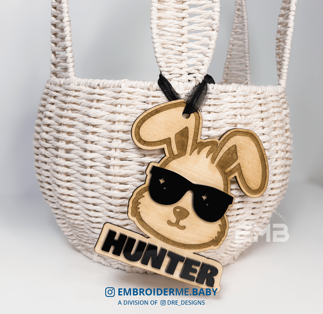 Personalized Cool Bunny Easter Basket Tag
