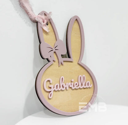 Personalized Easter Girl Bunny Basket Tag