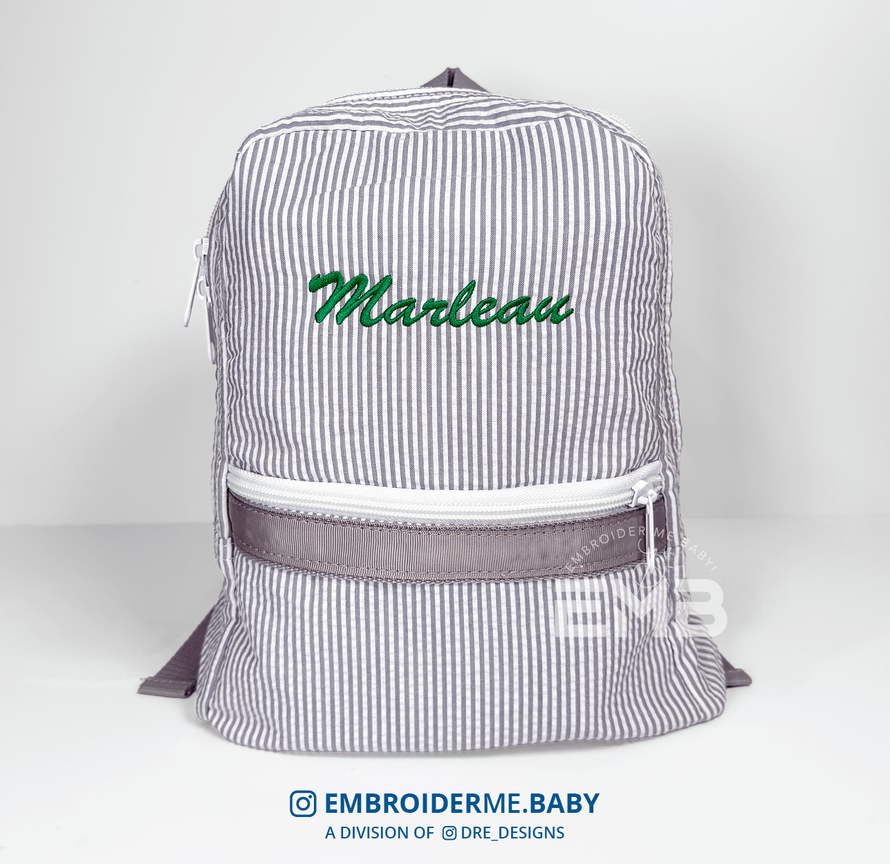 Personalized Seersucker Toddler Backpack - Grey