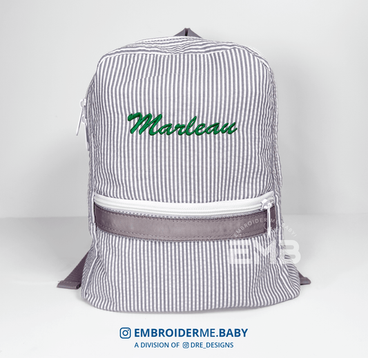 Personalized Seersucker Toddler Backpack - Grey