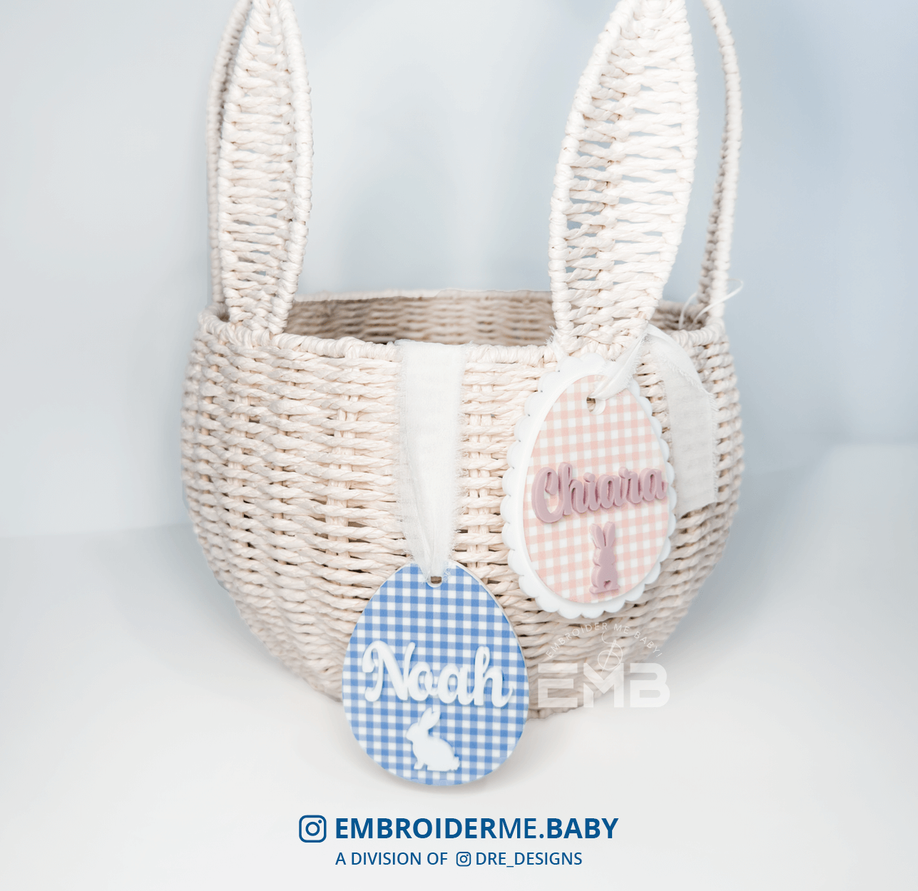 Personalized Double Layer Gingham Easter Basket Tag