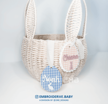 Personalized Double Layer Gingham Easter Basket Tag