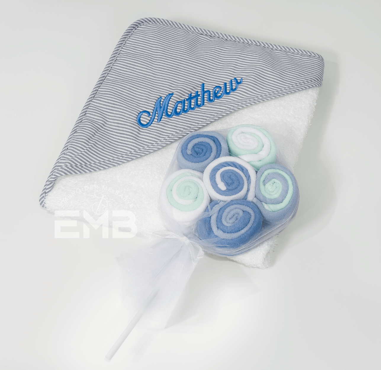 Washcloth Lollipop Set, Blue