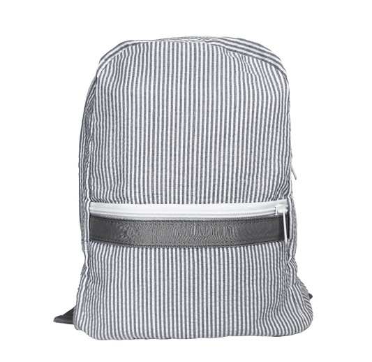 Personalized Seersucker Toddler Backpack - Grey