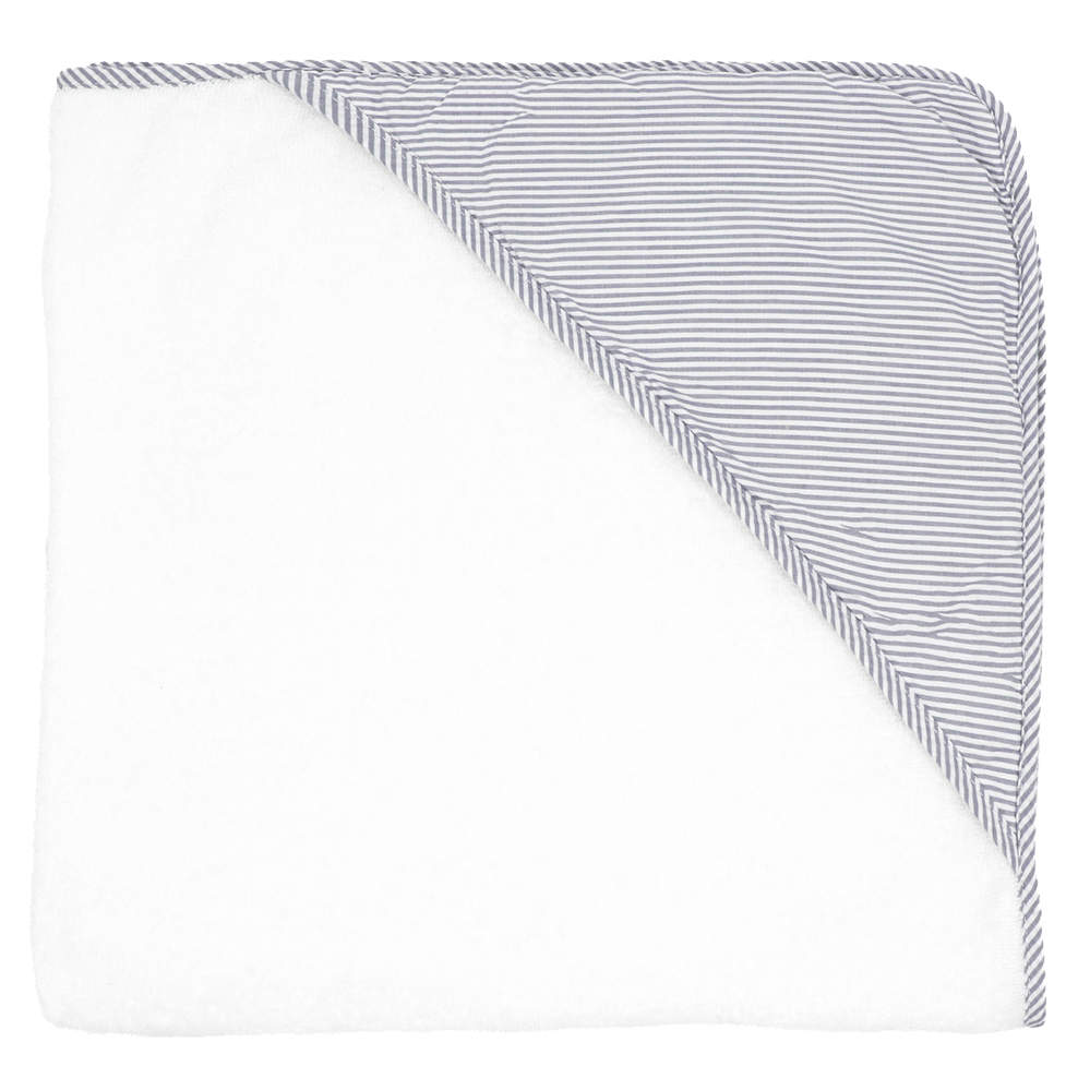 Personalized Hooded Baby Towel - Grey Pinstripe