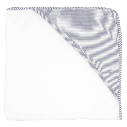 Personalized Hooded Baby Towel - Grey Pinstripe