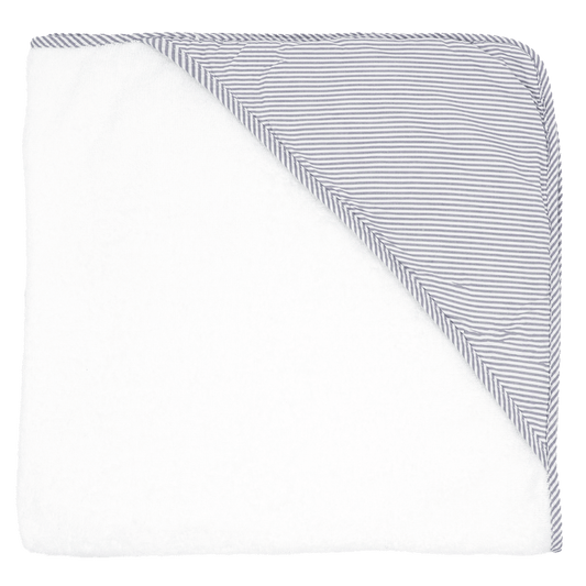 Personalized Hooded Baby Towel - Grey Pinstripe