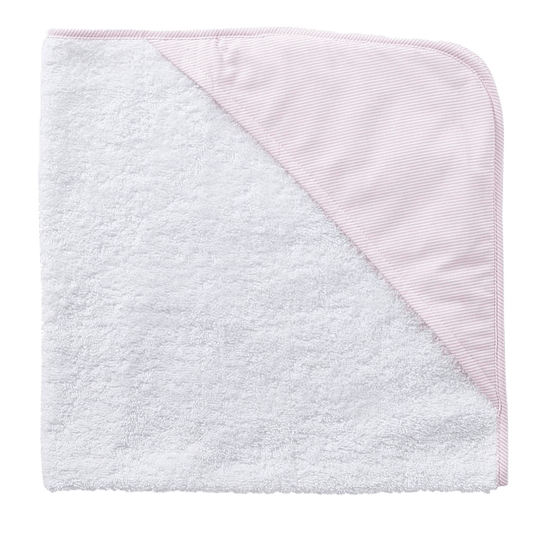 Personalized Hooded Baby Towel - Pink Pinstripe