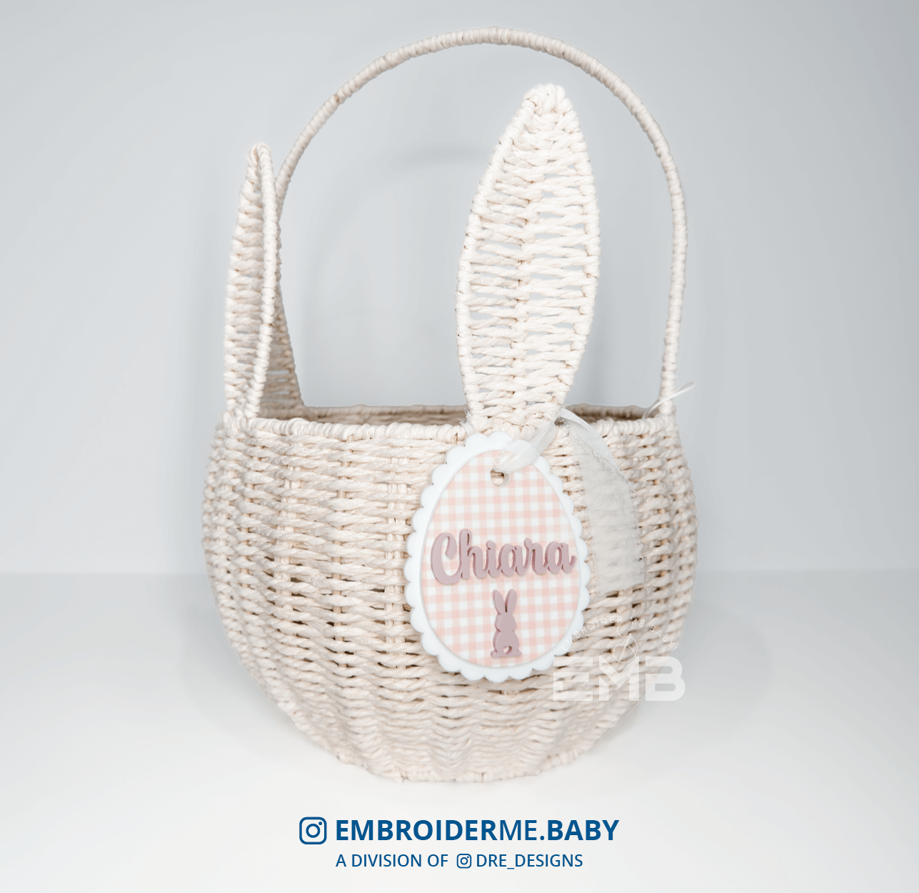 Personalized Double Layer Gingham Easter Basket Tag