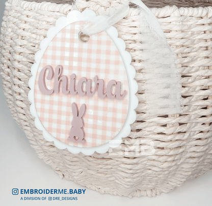 Personalized Double Layer Gingham Easter Basket Tag