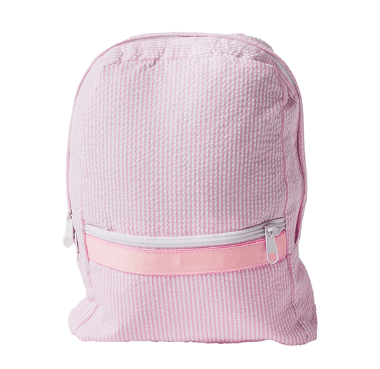 Personalized Pink Seersucker Toddler Backpack