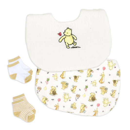 Pooh & Friends Ivory Balloon Bib & Sock Set