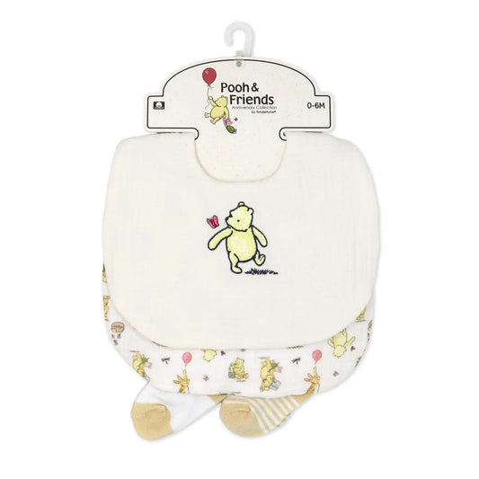 Pooh & Friends Ivory Balloon Bib & Sock Set
