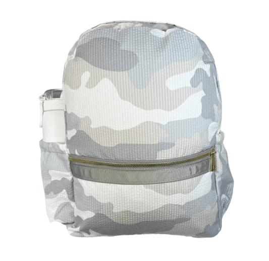 Personalized Grey Camo Medium Kids Backpack w/ Pockets