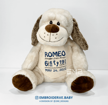 Personalized Stuffed Animal with Birth Stats - Dog image 0