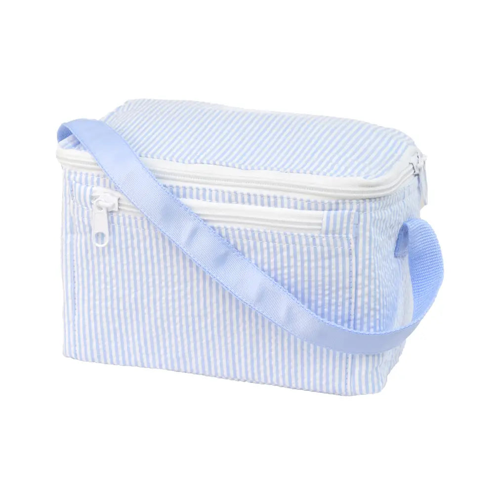 Personalized Baby Blue Seersucker Lunch Box image 0