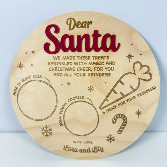 Round Personalized Santa Cookie Tray – Laser Engraved image 0