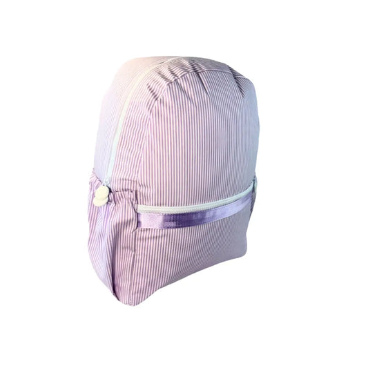 Personalized Lilac Preppy Stripe Medium Backpack w/ Pockets image 1