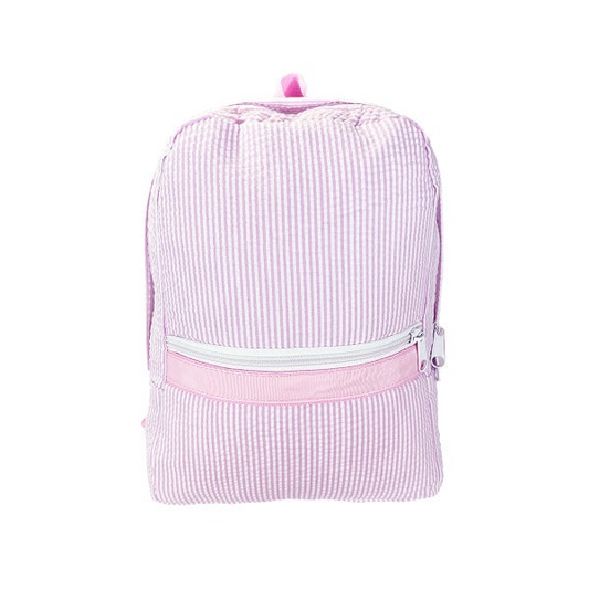 Personalized Pink Seersucker Toddler Backpack image 1
