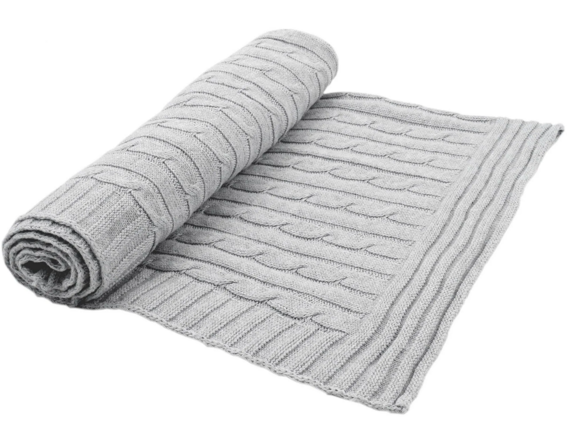 Grey Cable-Knit Baby Blanket - Personalized image 1