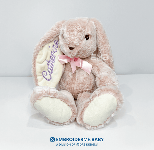 Pink Personalized Long Ear Bunny image 0